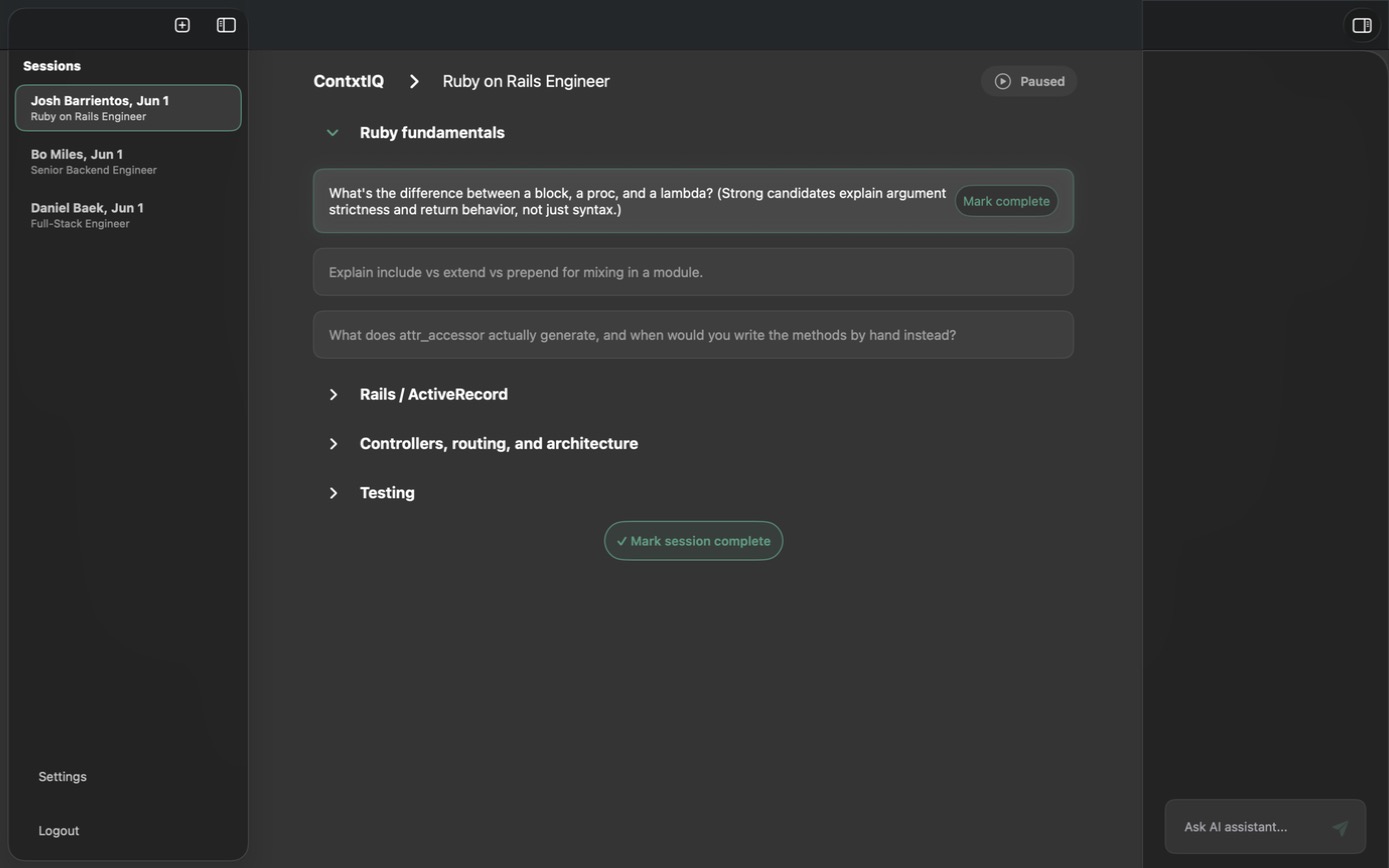 Script view — work through questions with live guidance