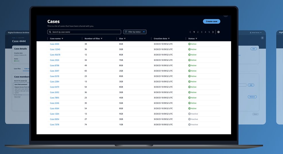 Digital Evidence Archive cases dashboard